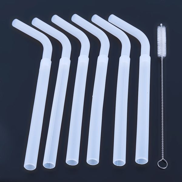 

6pcs/pack detachable head drinking straw silicone straw with cleaner brush for mugs accessories