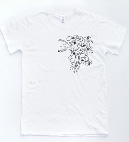 Acheter Fleur De Cerisier Badge Poitrine Imprimer Tee Logo Skater Tatouage Floral T Shirt Top Drôle Livraison Gratuite Unisexe Casual T Shirt De