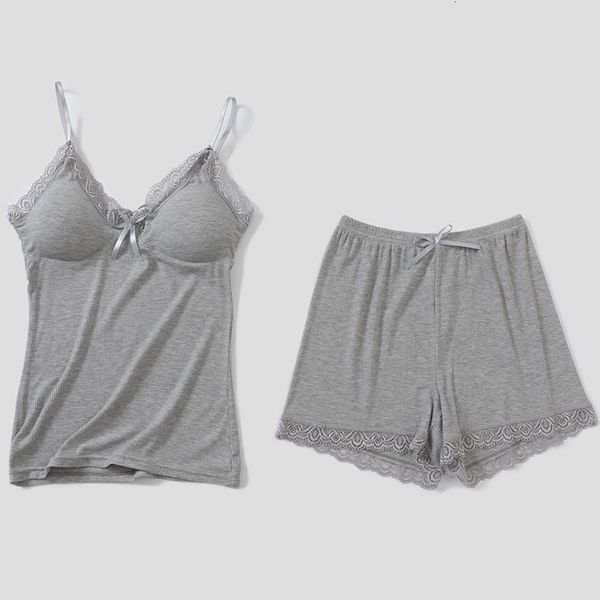 

women pajamas set modal lace spaghetti strap and shorts sets soft high elastic comfortable pyjama short sleepwear, Black;red