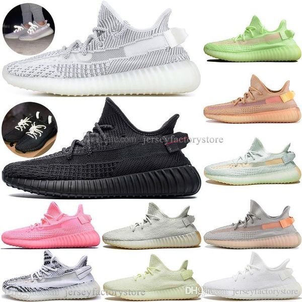 

kanye clay west fashion v2 static reflective gid glow in the dark mens running shoes true form women men sports designer sneakers size 36-48