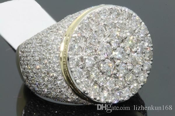 

seling plated 18k gold man ring european and american full diamond micro-inlaid zircon ring business ring, Silver