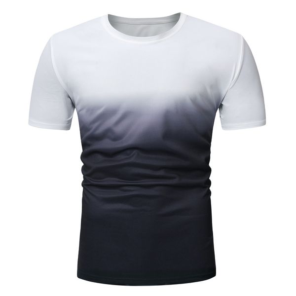 

2019 new cotton gradient t-shirt for men fitness tie dye tshirt homme crew neck muscle short sleeve shirts brand clothing, White;black