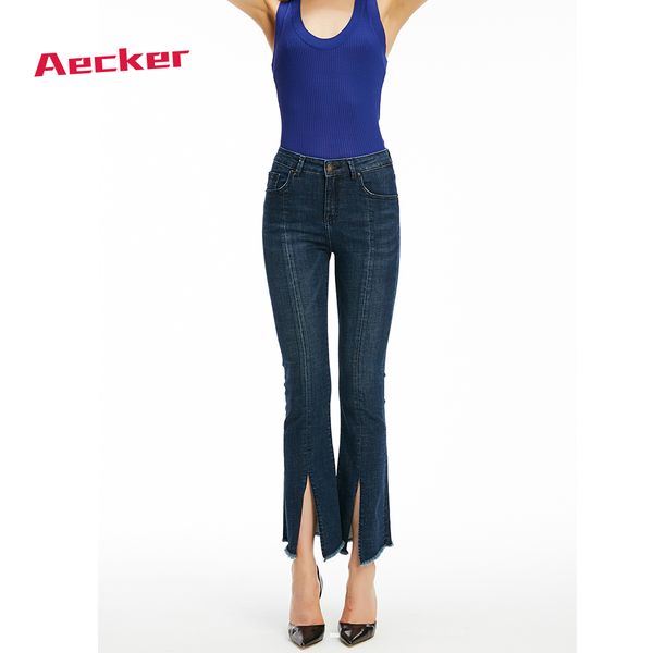 

aecker womens blue slim high waist skinny jeans pants for ladies fashion denim pants women ankle open trousers woman