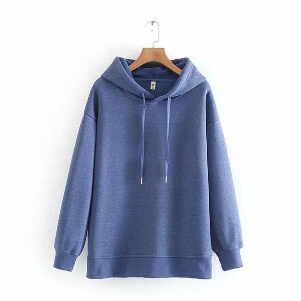

50-6100 european and american fashion and hair loose hooded fleece, Black