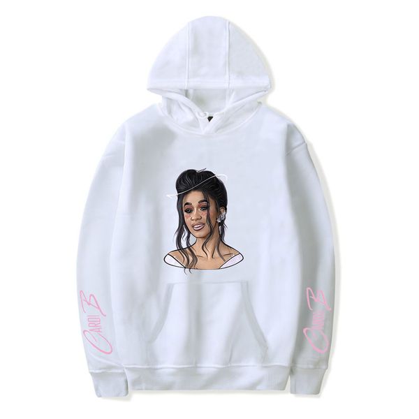 

spring autumn new print american popular singer cardi b hoodie male/female hooded sports cotton cardi b hoodies white sweatshirt, Black