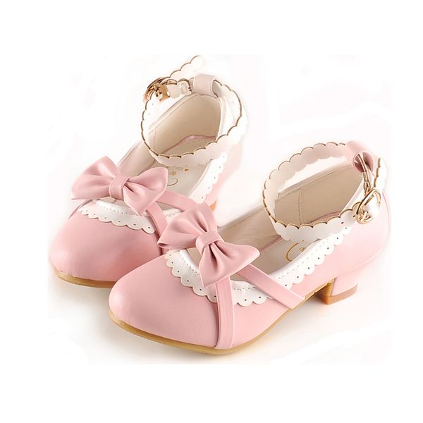 

girls' leather shoes sweet lace butterfly knot kids princess sandals party wedding women' shoes 2020 girls high heels, Black;grey