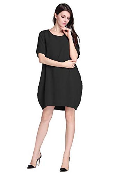 

anysize summer dress soft linen&cotton loose plus size dress y58, Black;gray