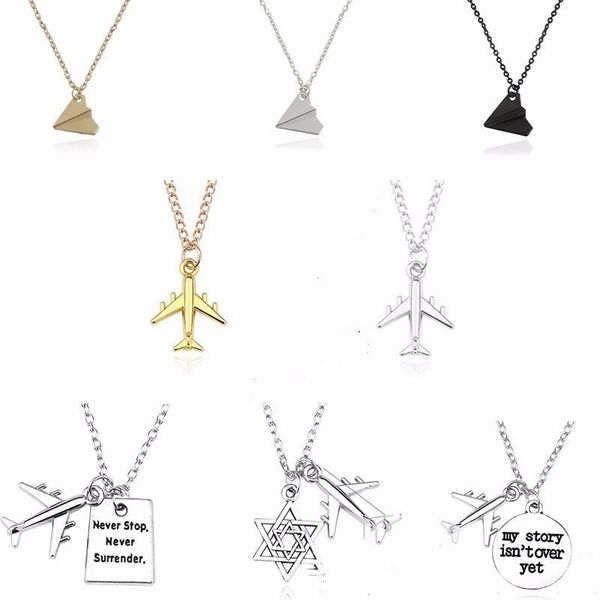

air plane chokers for women fashion pendant statement necklace stainless steel chains pendants&necklaces for gifts dropshipping, Silver