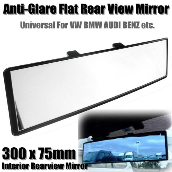 

12" 300mm universal car auto interior convex rearview mirror anti-glare flat clip backup wide angle vision