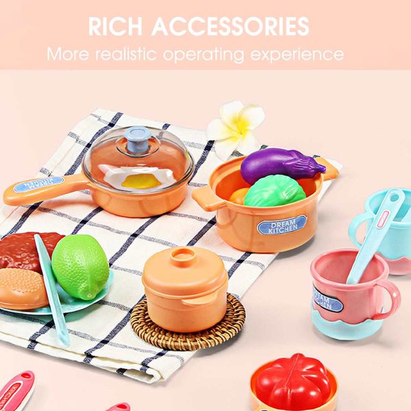 

safe food grade plastic kid kitchen toys set imitated chef pretend cooking food dinnerware set cooking table children girl gift