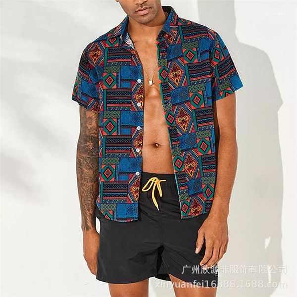 

casual shirts lapel neck short sleeve floral print fashion beach homme clothing fashion style casual apparel mens summer desinger, White;black