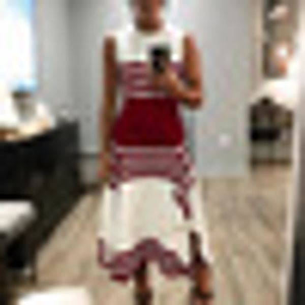 

fashion women holiday sleeveless striped summer beach party long maxi dress, Black;gray