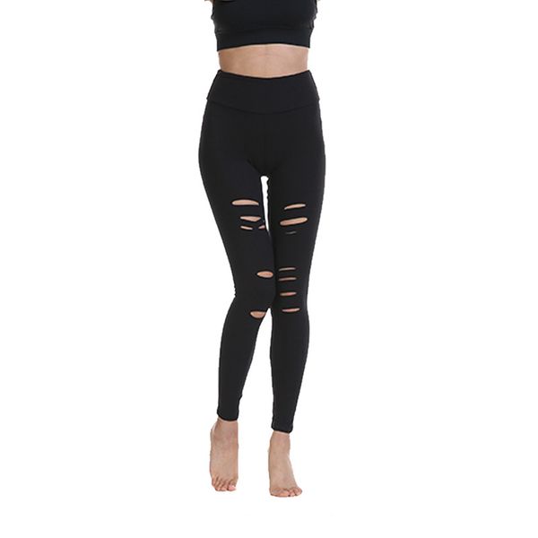 

women's wear designer yoga pants fashion hollowed-out tear tight trackpants stretch fitness pants sweat absorbent sweatpants sale