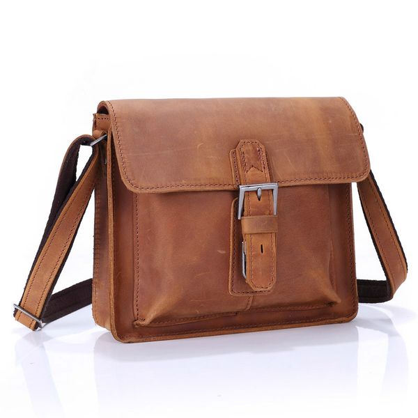

crazy horse genuine leather men's messenger bags casual shoulder crossbody bag for man brand small flap male bag handbags purse
