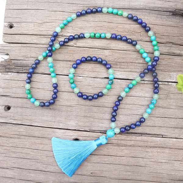 

8mm natural stone beads, green aventurine, dyed lapis, japamala sets, spiritual jewelry,meditation,inspirational, 108 mala beads, Silver