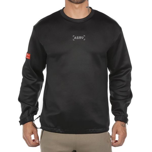 

men's autumn winter asrv sportwear new hoodies sweatshirts male av round neck long sleeve outdoor sports hooded jacket, Black