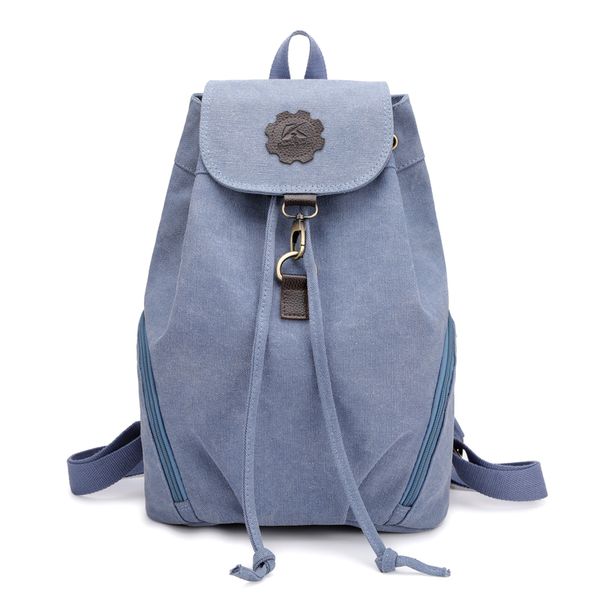 

2019 vintage pretty style pure color canvas women backpack college student school book bag leisure backpack travel bag