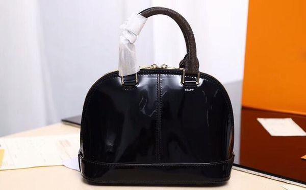 

m54395 dust alma pm tote leather handles patent shoulder strap quality shipping 3a bag,handbags,with tohws, Red;black