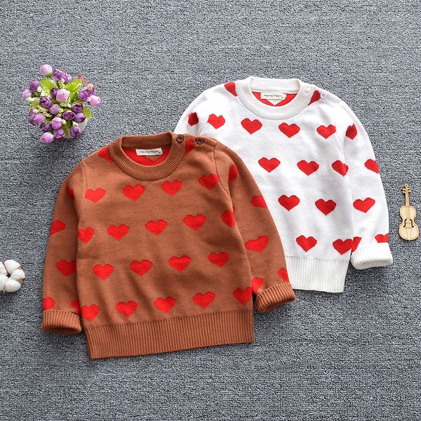 

новая зима осень детского свитер теплого хлопок baby boy свитер cute love pattern девушка дети верхняя одежда свитер одежда 2-6 лет, Blue