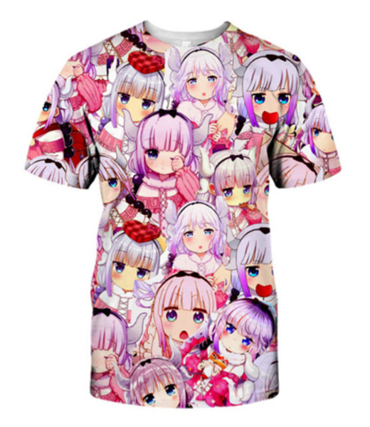 

хип-хоп новейшая мода аниме kawaii kanna kamui розовая футболка женщины мужчины лето унисекс 3d принт с коротким рукавом с круглым вырезом п, White;black
