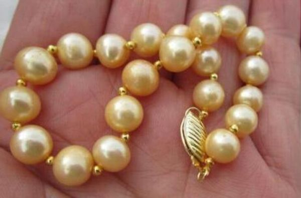 

9-10mm natural gilded south sea pearl bracelet 7.5-8 14 k / 20 gold, Black