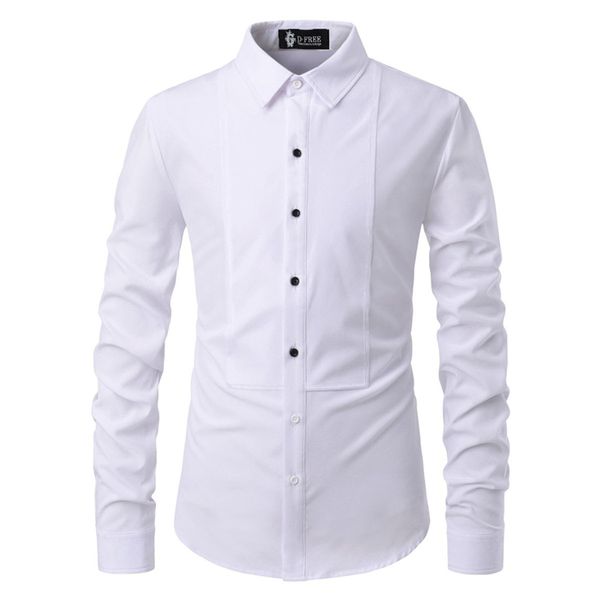 Новое поступление Корейский стиль рубашки мужчины сплошной цвет поворотный воротник рубашки с длинным рукавом повседневная рубашка осень смокинг рубашки вечеринка