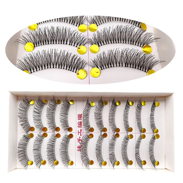 

10 pairs natural false eyelashes eye makeup cross handmade long volume lashes