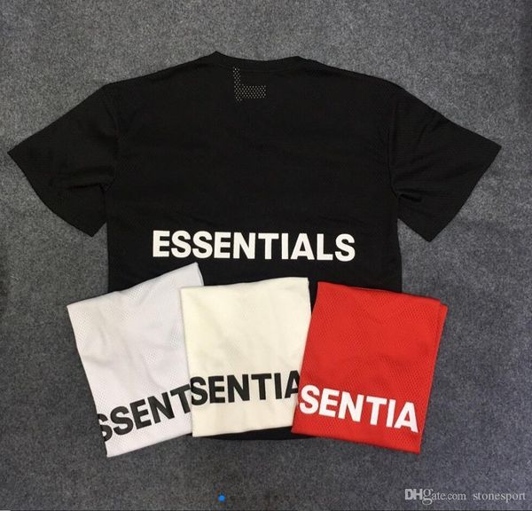 

fog fear of god essentials mesh tee mesh breathable men and women short-sleeved t-shirt s-xl, Black;brown