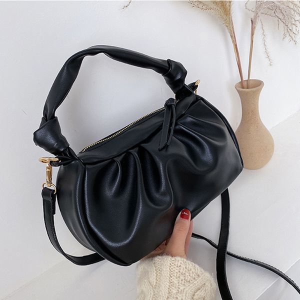 

новый плиссированный дизайн плеча crossbody сумка для женщин 2020 бренд искусственная кожа мода небольшой тотализатор сумки дамы элегантный