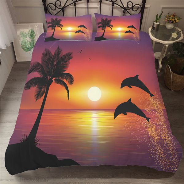 

a bedding set 3d printed duvet cover bed set sea dolphin home textiles for adults bedclothes with pillowcase #ht01
