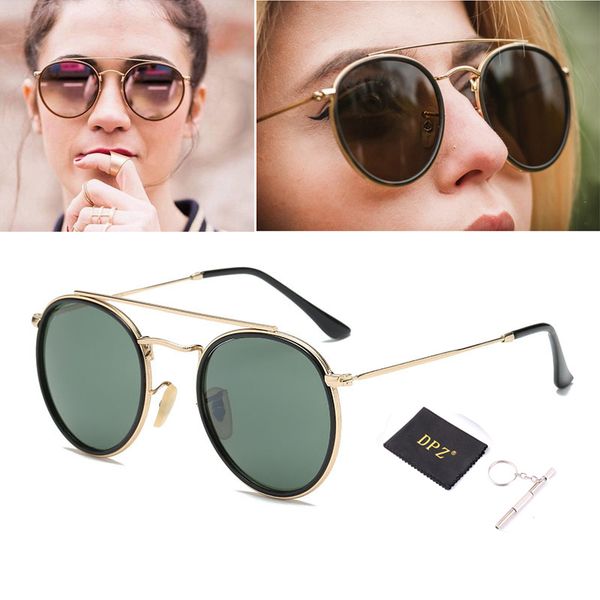 

2019 dpz fashion modern round metal style gradient rayeds sunglasses classic vintage brand design sun glasses, White;black