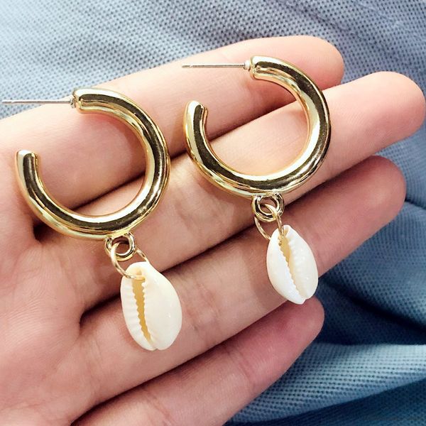 

Fashion Brincos Earrings Shell Jewelry Ladies Pendant Earrings Large Circle 2019 Gold Earrings Boho Bohemia Ladies Marine Jewelr
