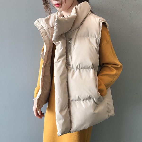 

2019 autumn and winter new arrival woman thickening warm vest cotton padded clothes sleeveless waistcoat, Black;white