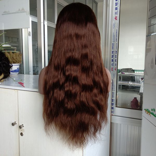 

22 inch natural straight brazilian human hair lace front wigs #4 color, silk straight full lace wig with baby hair in stock, Black;brown