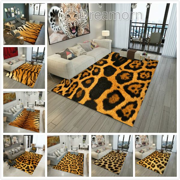 Brown Animal Pattern Rug Doormat Fur Leather Leopard Print Area