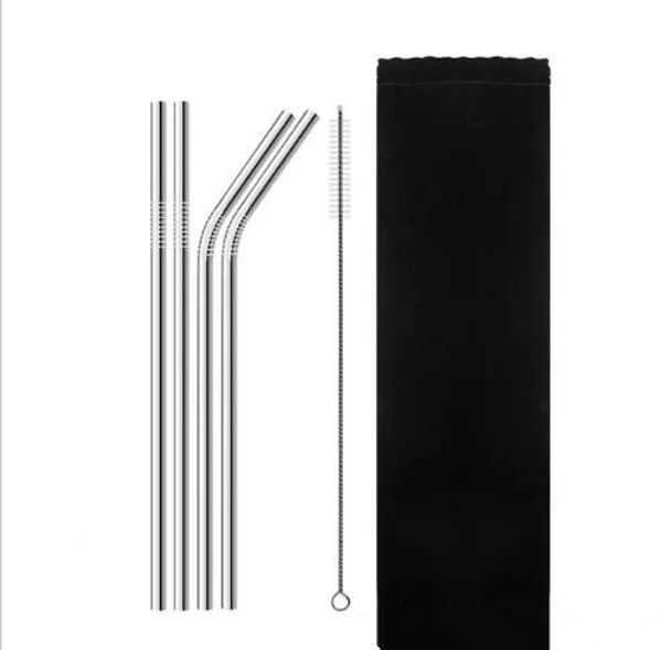 

6pc et tainle teel traw reu able drinking traw traw bent metal ilver drinking traw with bru h cca10768 100 et