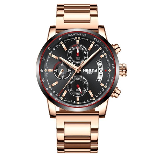 

nibosi male watch 2019 military chronograph watches clock luxury watch men blue waterproof quartz wrist watch relogio masculino, Slivery;brown