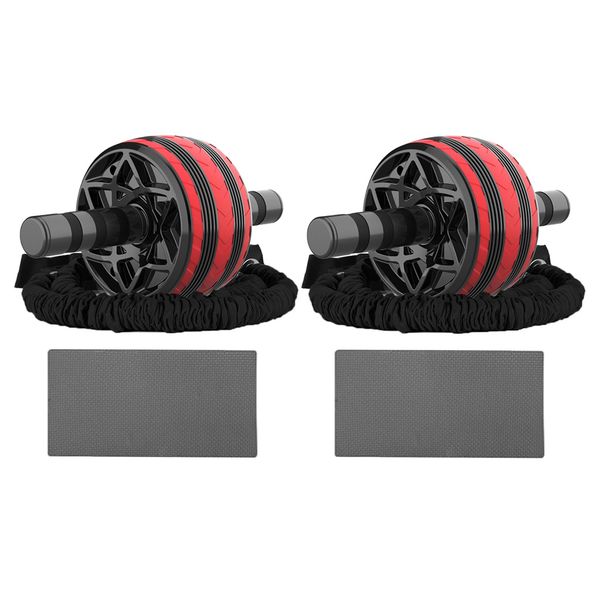 

2pcs ab roller wheel waist abdominal pull rope knee pad set muscle trainer