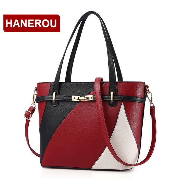 

women leather handbags shoulder bag women's casual tote bag female patchwork handbags sac a main ladies hand bags y190620