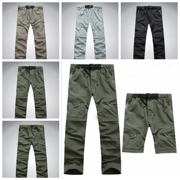 

men's quick-drying removable pants waterproof shorts male outdoor sports hiking camping cycling trekking trousers casual long loose clo, Black
