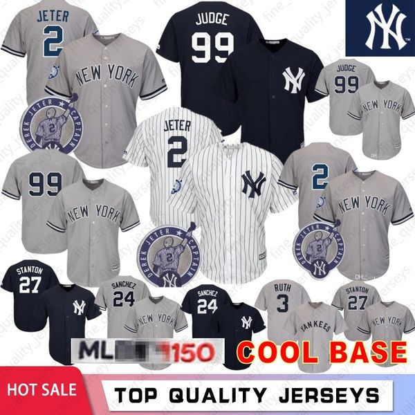 

Yankee 99 aaron judge 2 derek jeter 27 giancarlo tanton 150th ba eball jer ey new york 24 gary anchez yankee embroidery logo cool ba e, Blue;black
