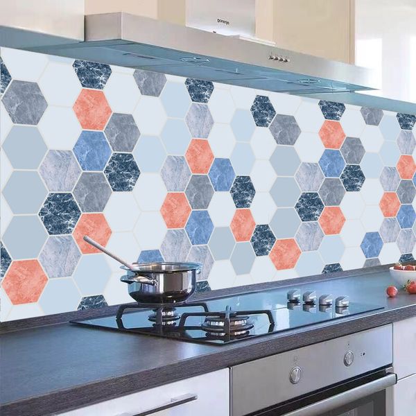 

hexagon brick oilproof waterproof wall stickers bathroom kitchen oil stickers self-adhesive oil wall for home decor