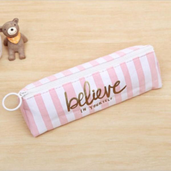 

симпатичные студент розовый карандаш сумка ткань пенал девочки женщины кисти для макияжа сумка холст сумка косметическая организатор