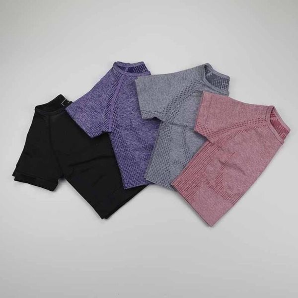 

short sleeve seamless sport shirts gym breathable sport wear women yoga crop fitness workout for women, White;red