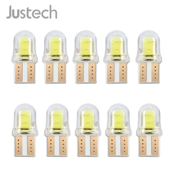 

шарик justech t10 w5w led wedge яркий белый автомобиль canbus номерного знака боковой свет лампы загрузочный 8 cob smd светодиодные лампы 12