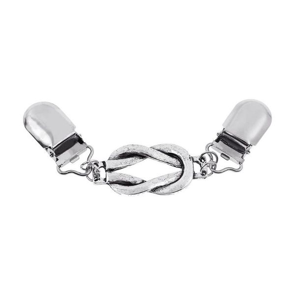 

designed in chain elegant and delicate retro simple fashion twisted cardigan sweater clip ladies neckline clip brooch, Gray
