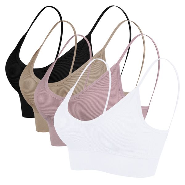 

women push up sports bra wireless padded tank new seamless sports bras with straps solid breathable vest mujer micro bras, White;black