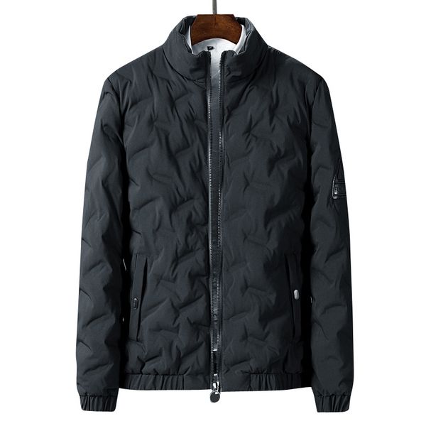 

men's down & parkas mens winter warm jackets coats thick solid stand collar zipper pockets male plus size 4xl, Black