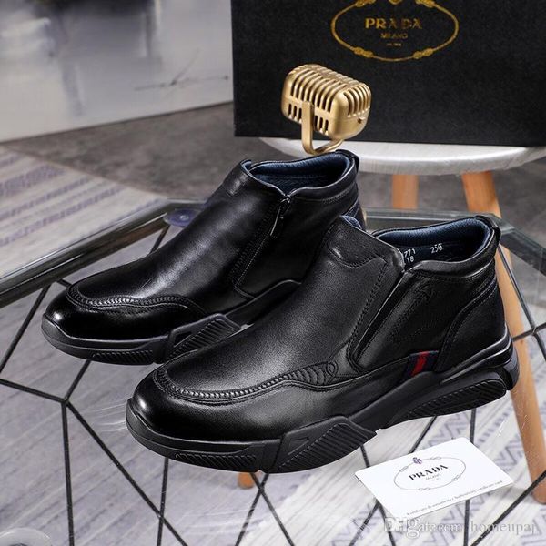 

2020 new leather men's shoes autumn new layer cowhide thick bottom breathable european and american simple business shoes, Black