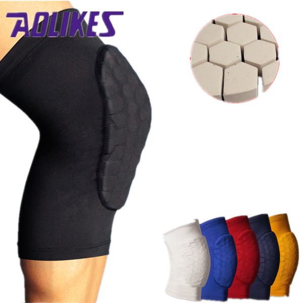 

1pcs honeycomb basketball knee pads leg sleeves cellular football volleyball soccer kneepad calf support leg warmer, Black;gray